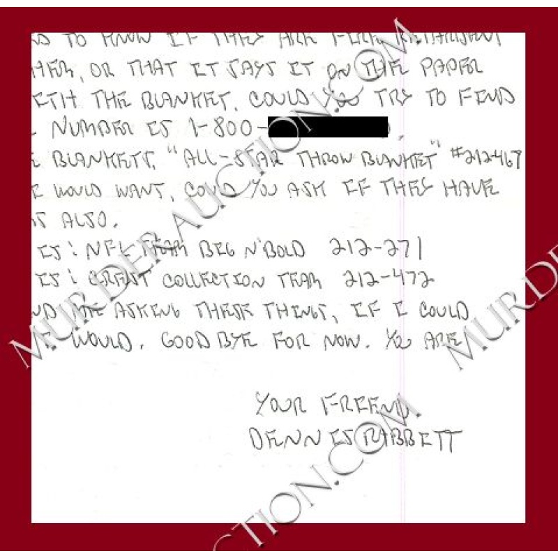 Dennis Rabbitt letter/envelope 10/19/2003