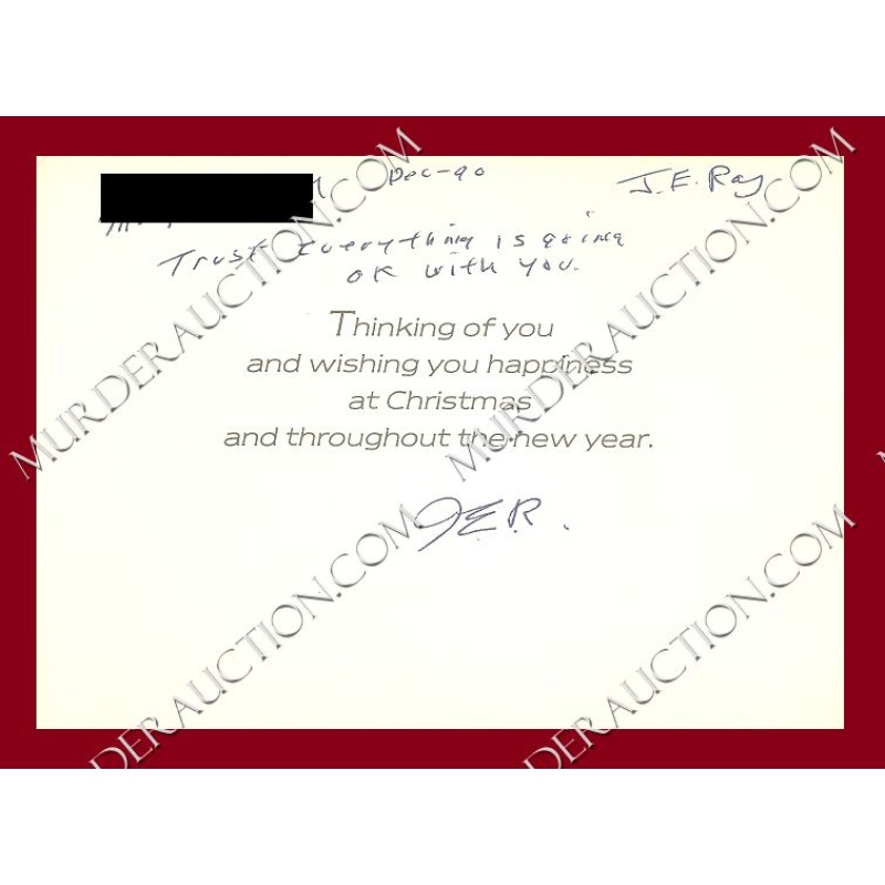 James Earl Ray card/envelope 12/11/1990 DECEASED