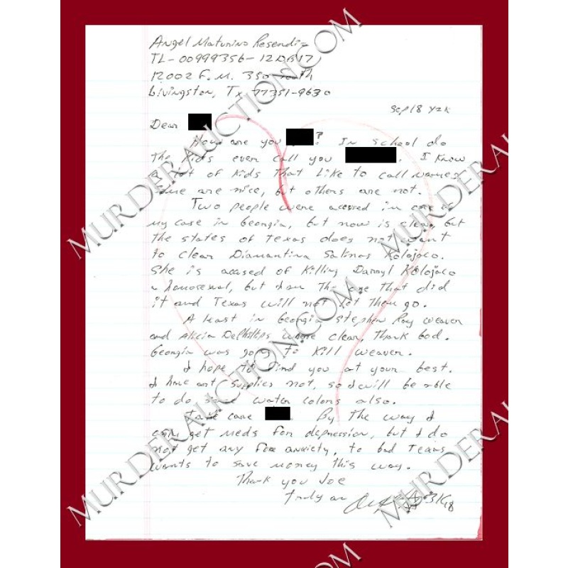 Angel Reséndiz letter/envelope 9/18/2000 EXECUTED