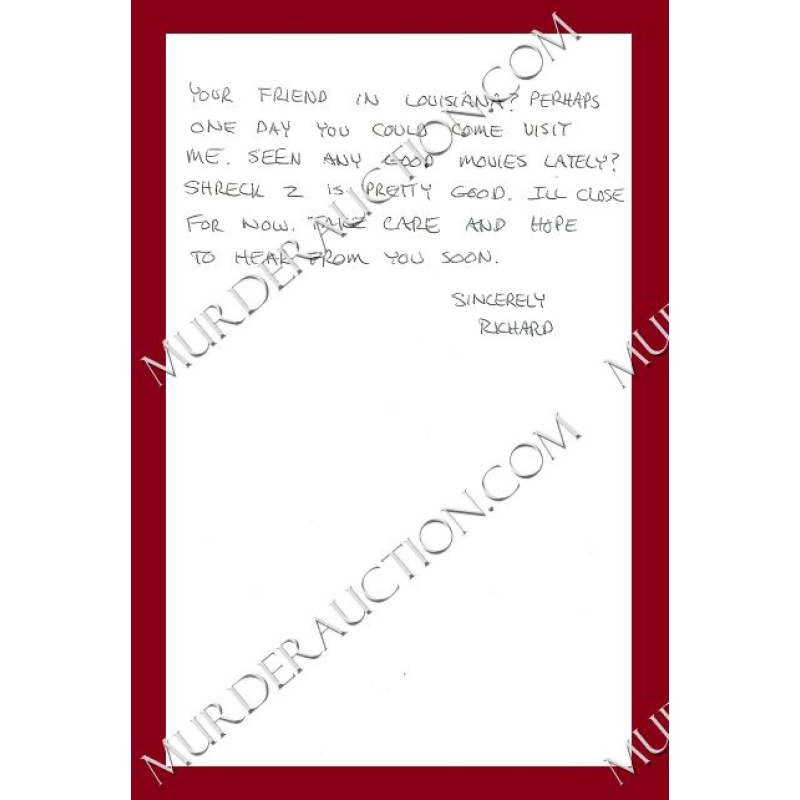 Richard Ramirez letter/envelope 4/10/2007 DECEASED