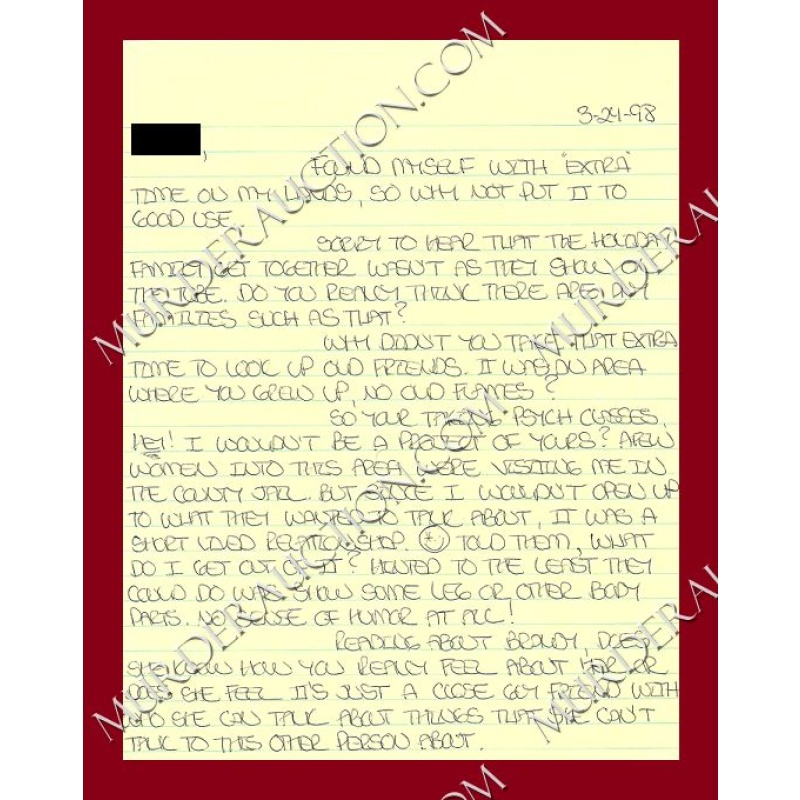 Richard Allen Davis letter/envelope 3/24/1998