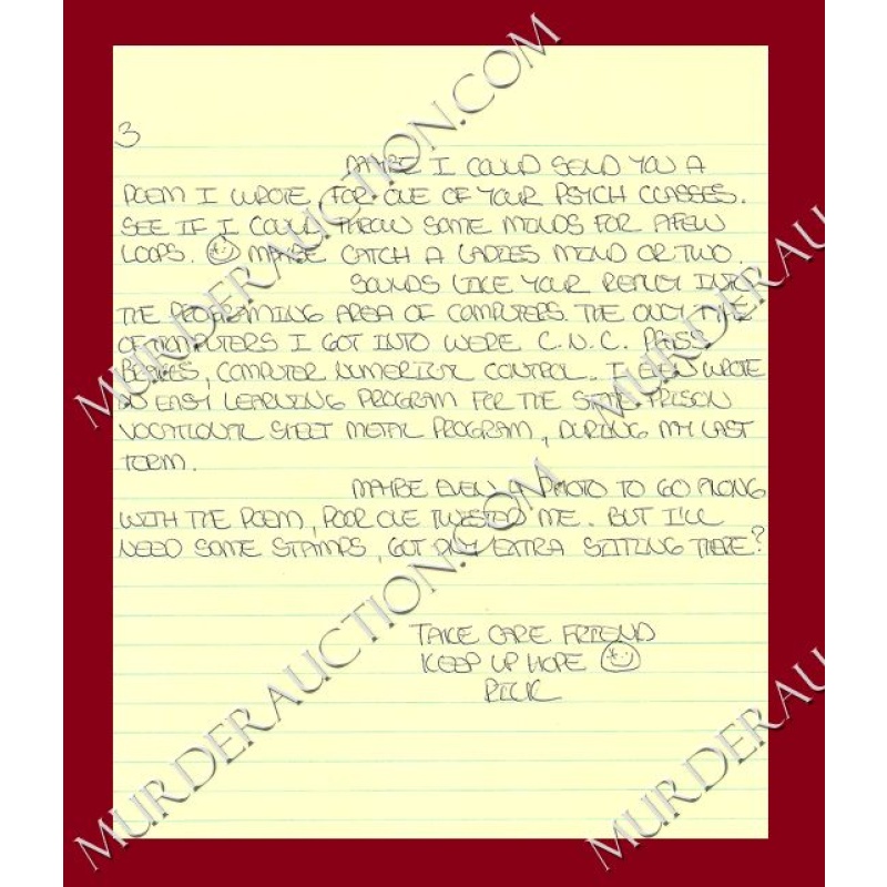 Richard Allen Davis letter/envelope 3/24/1998