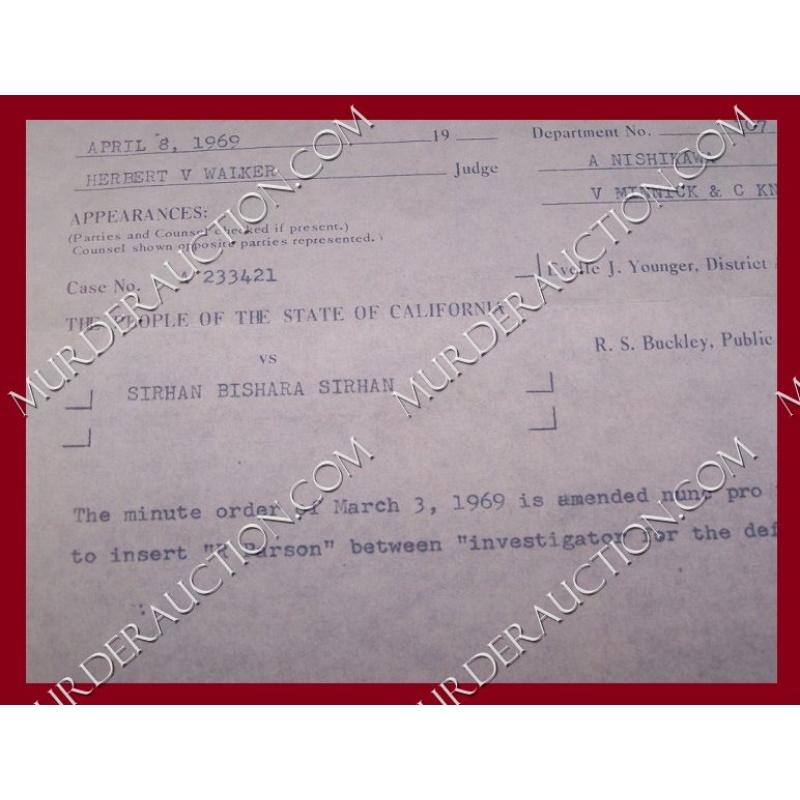 Sirhan Sirhan original court document 4/8/1969