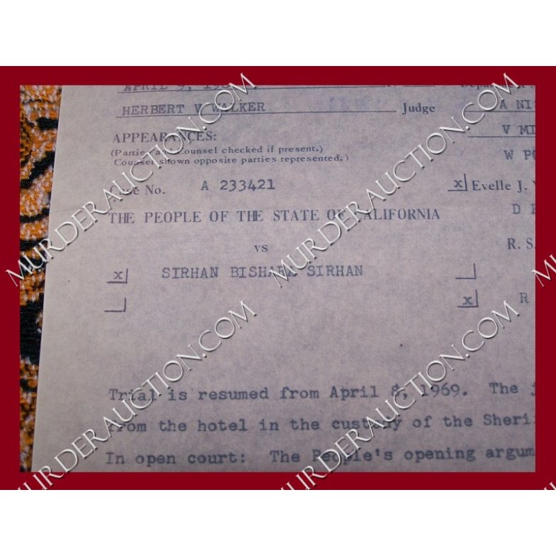 Sirhan Sirhan original court document 4/9/1969