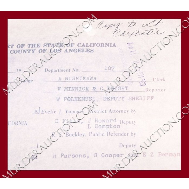 Sirhan Sirhan original court document 4/9/1969