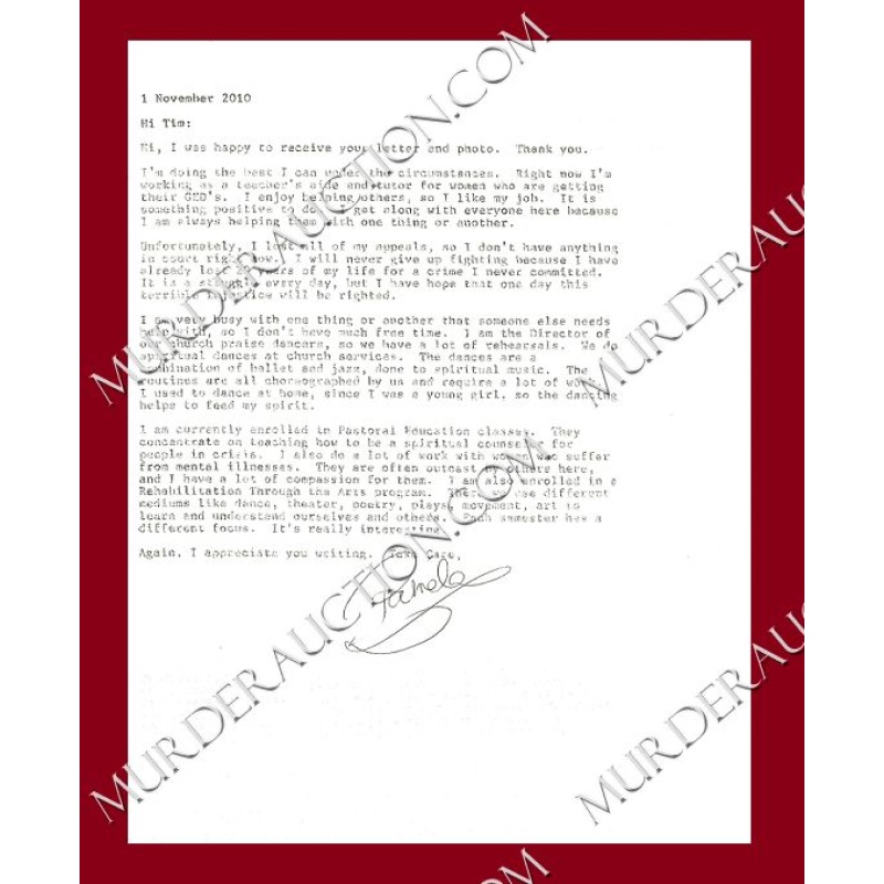 Pamela Smart letter/envelope 11/1/2010