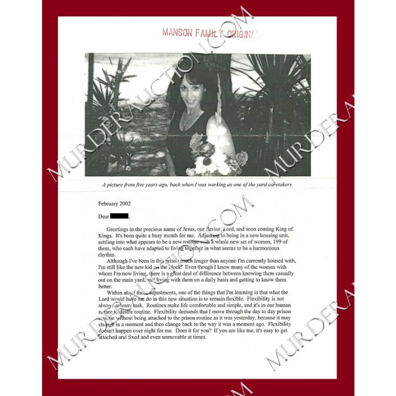 Susan Atkins letter 2002 DECEASED