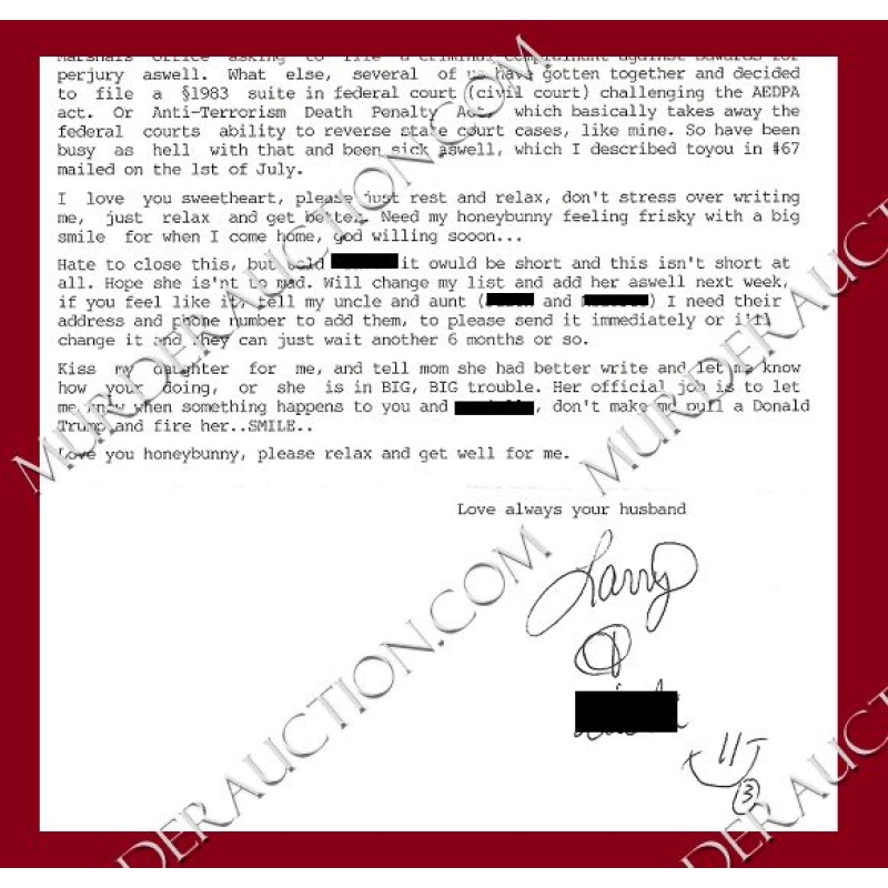 Larry Swearingen letter/envelope 7/2/2009 EXECUTED