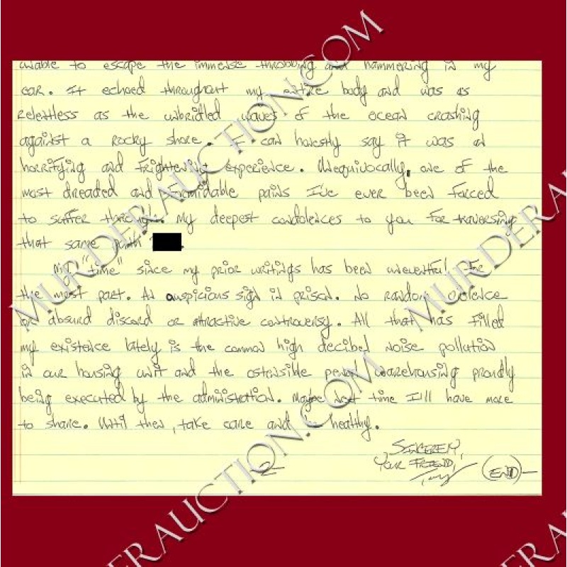 Tony Amati letter/envelope 9/10/2006