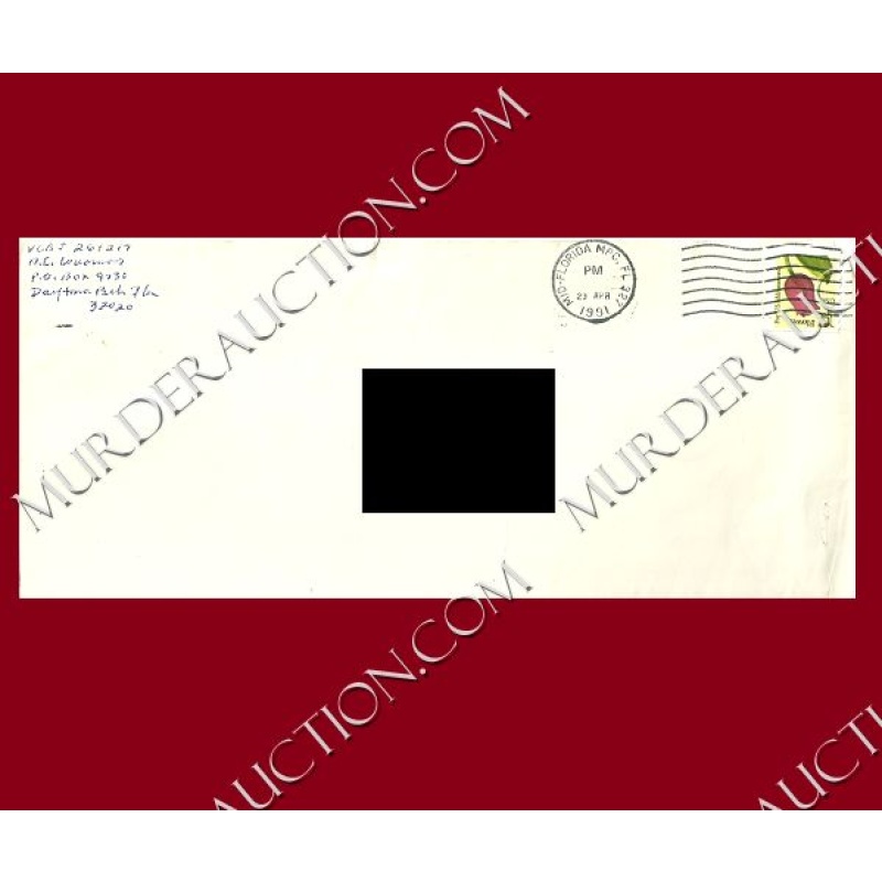 Aileen Wuornos letter/envelope 4/22/1991 EXECUTED